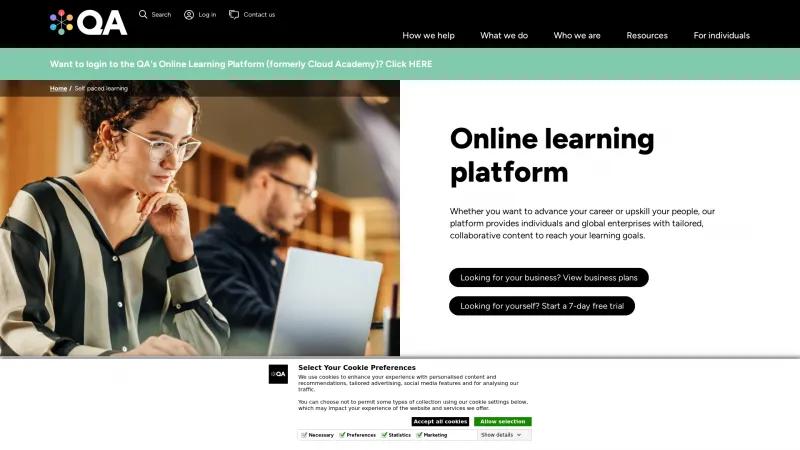 Homepage of Cloud Academy