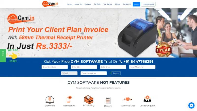 Homepage of CloudGym.in
