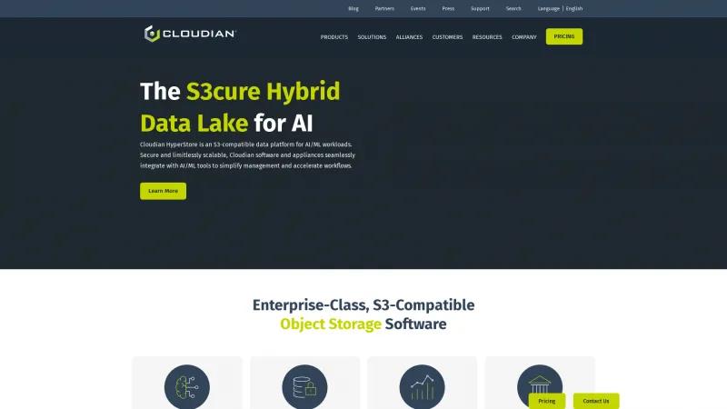 Homepage of Cloudian