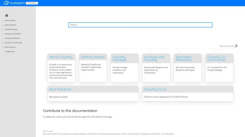 Homepage of Cloudify