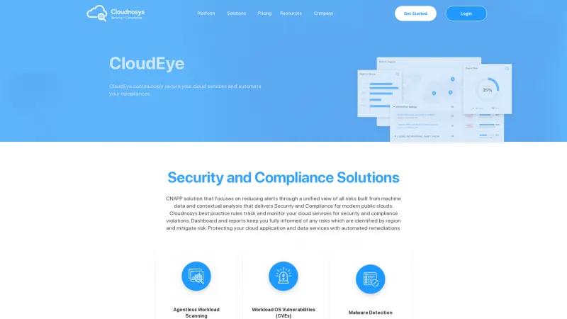 Homepage of CloudEye