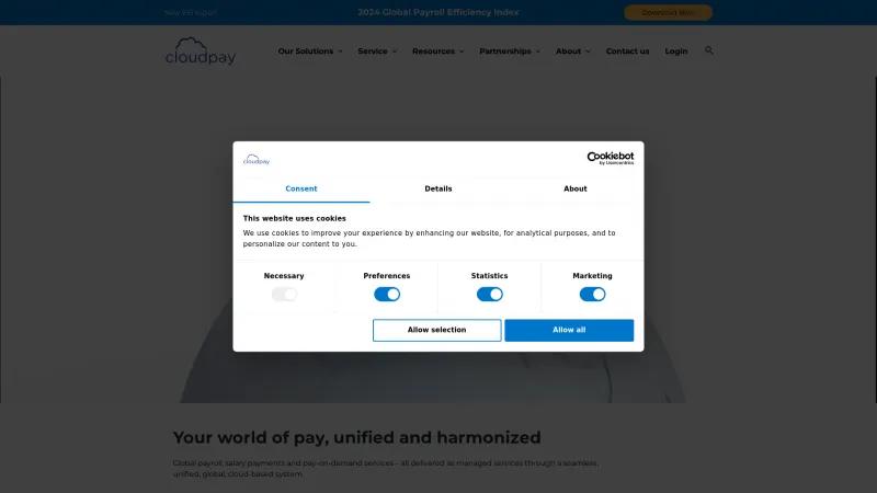 Homepage of CloudPay