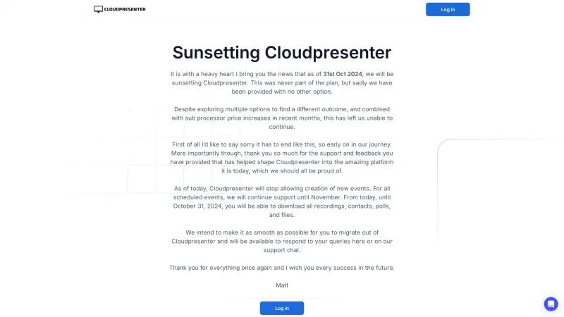 Homepage of Cloudpresenter