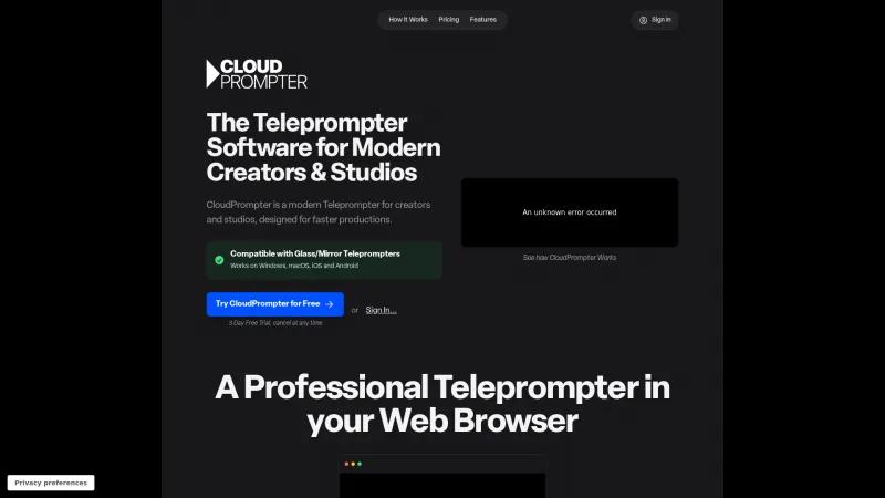 Homepage of CloudPrompter