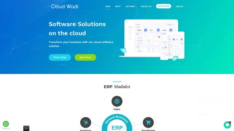 Homepage of CloudWadi Logistics Software