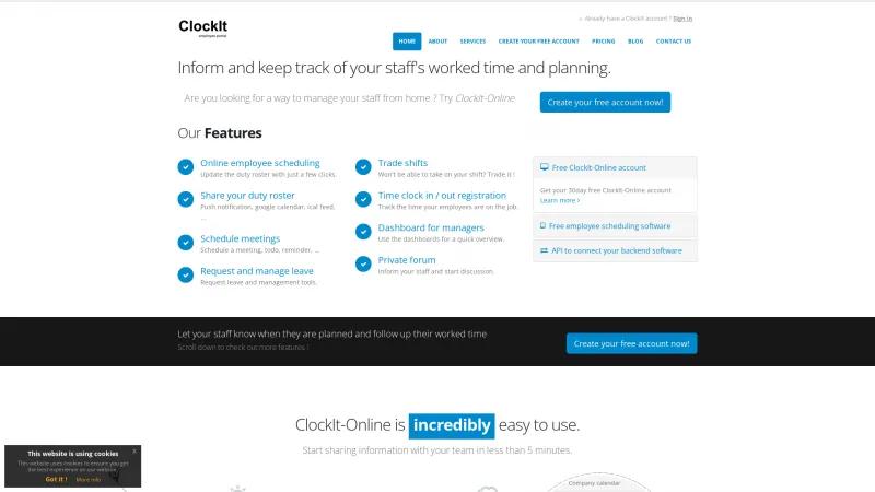 Homepage of Clockit-Online