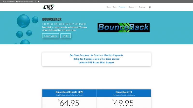 Homepage of BounceBack Ultimate