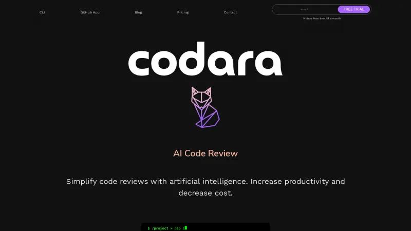 Homepage of Codara