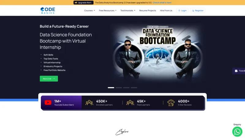 Homepage of Codebasics