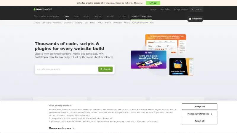 Homepage of CodeCanyon