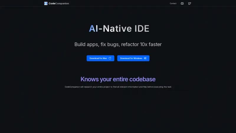 Homepage of CodeCompanion.AI