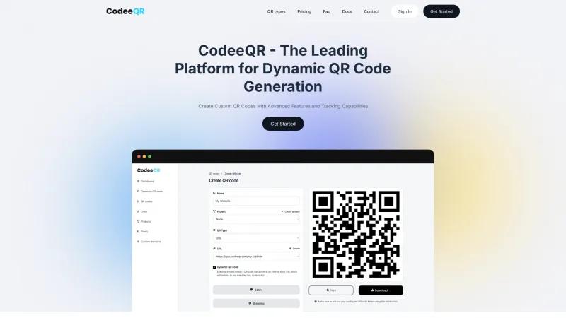 Homepage of CodeeQR