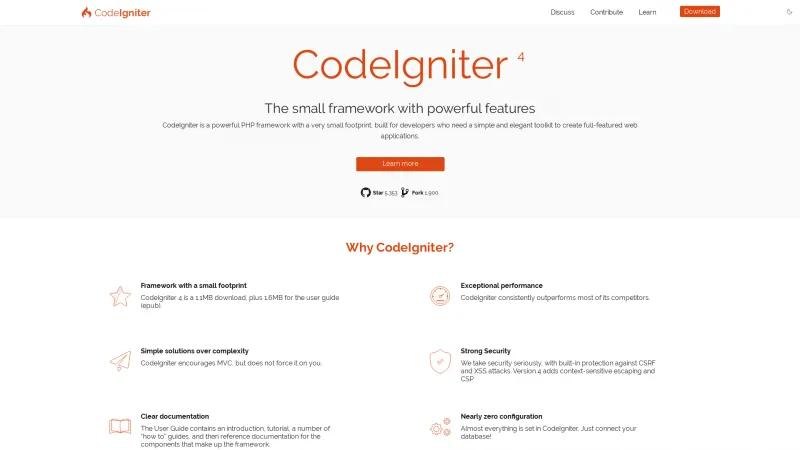 Homepage of CodeIgniter