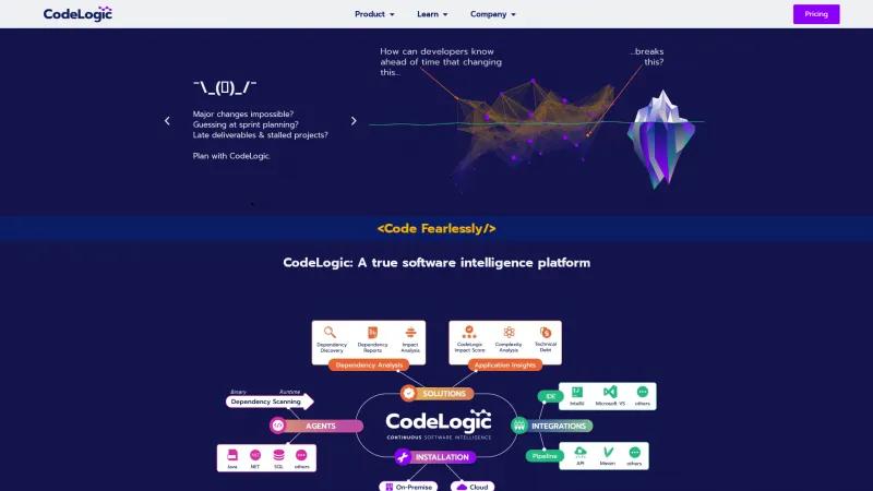 Homepage of CodeLogic