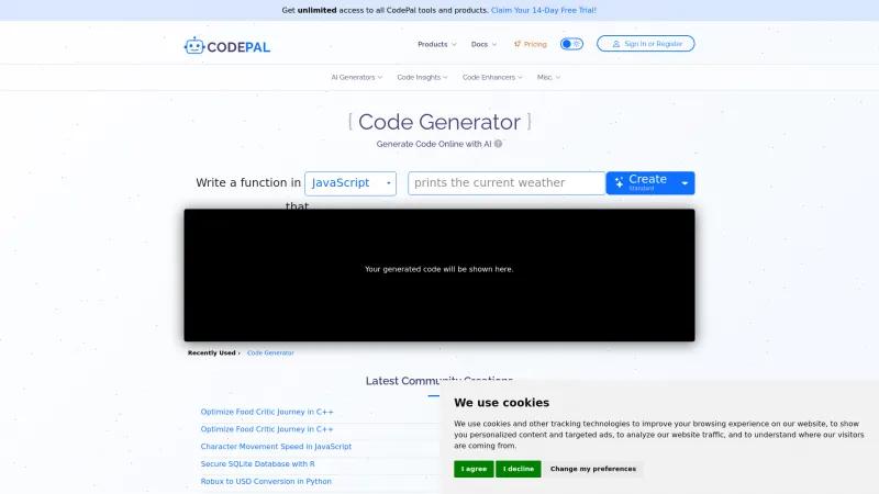 Homepage of CodePal