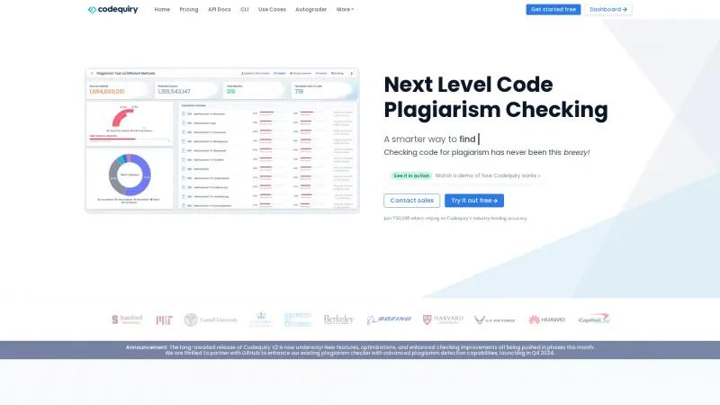 Homepage of Codequiry