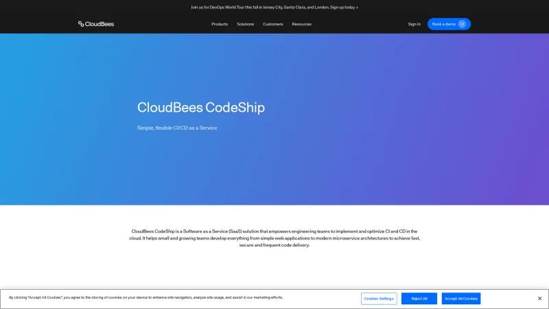 Homepage of CodeShip