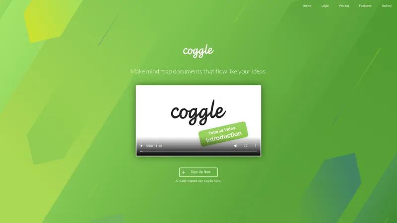 Homepage of Coggle