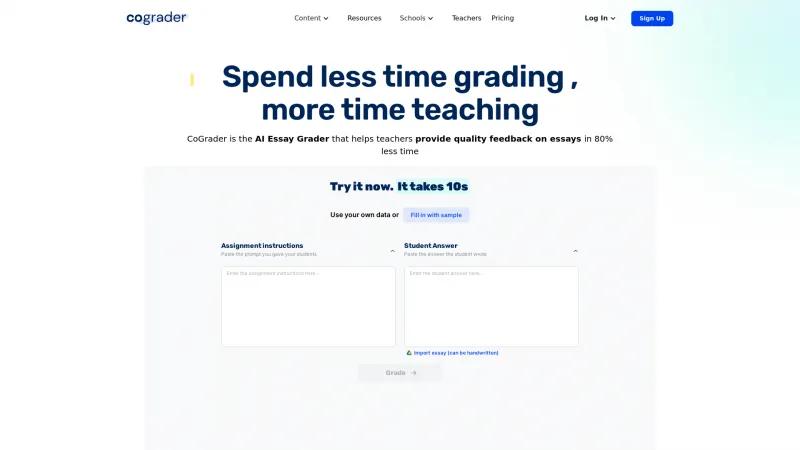 Homepage of CoGrader