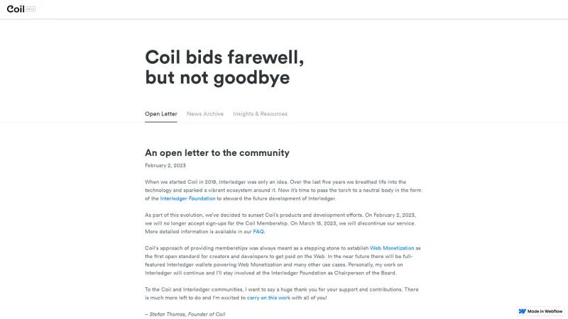 Homepage of Coil