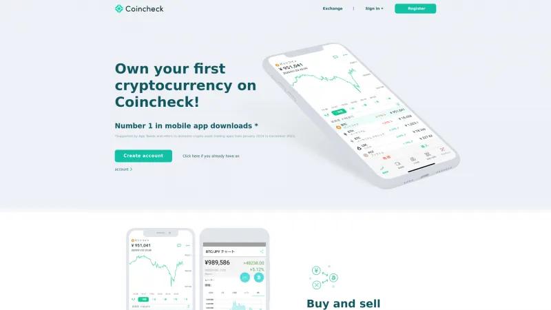 Homepage of Coincheck