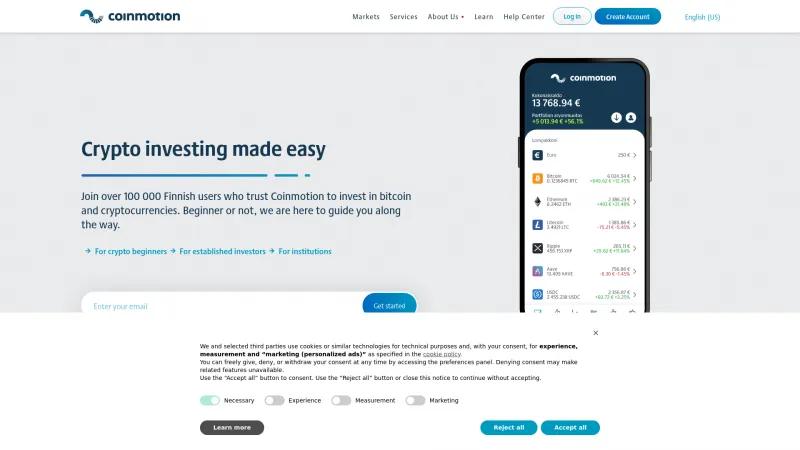 Homepage of Coinmotion