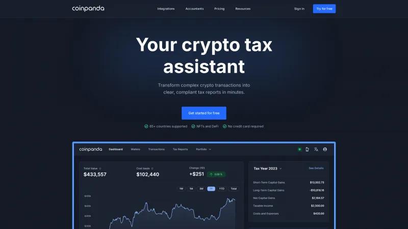 Homepage of Coinpanda