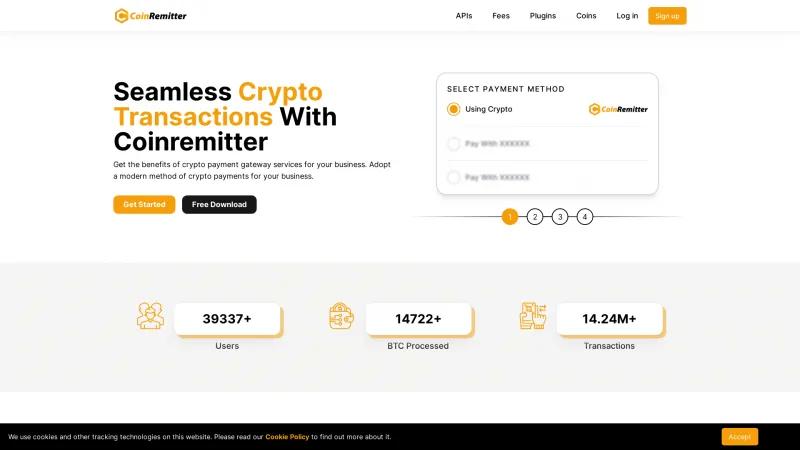 Homepage of CoinRemitter