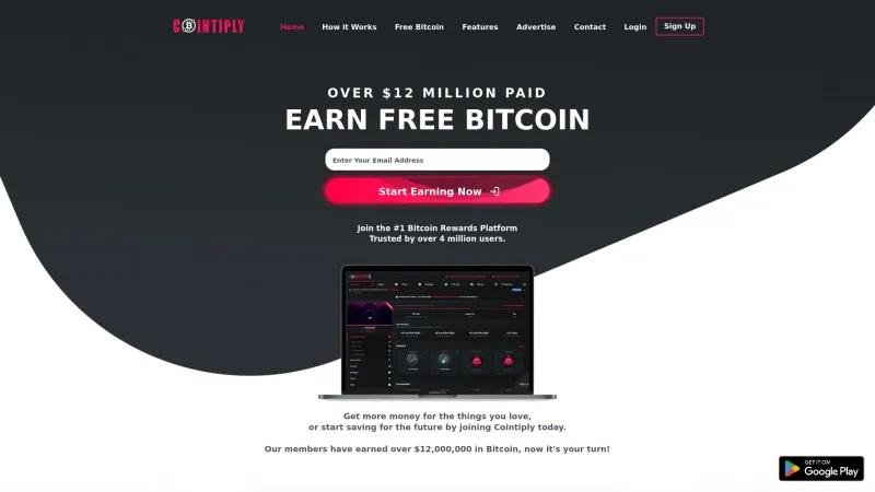 Homepage of Cointiply