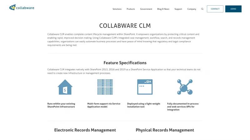 Homepage of Collabware CLM