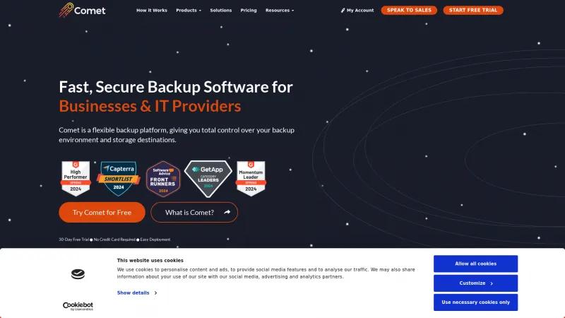 Homepage of Comet Backup