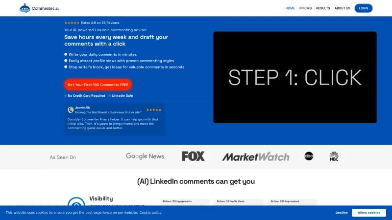 Homepage of Commenter.ai