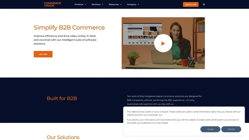 Homepage of Commerce Vision