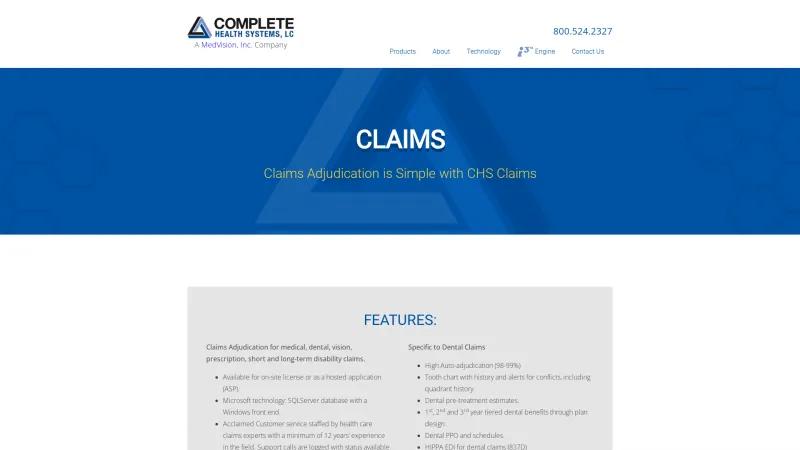 Homepage of Complete Claims