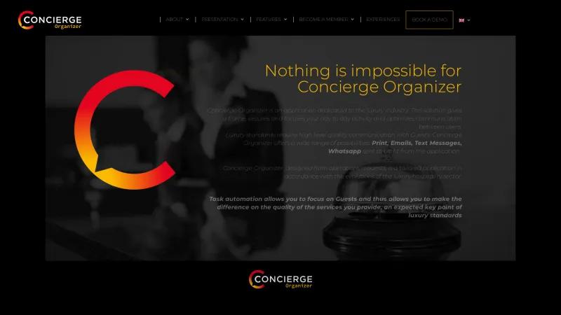 Homepage of Concierge Organizer