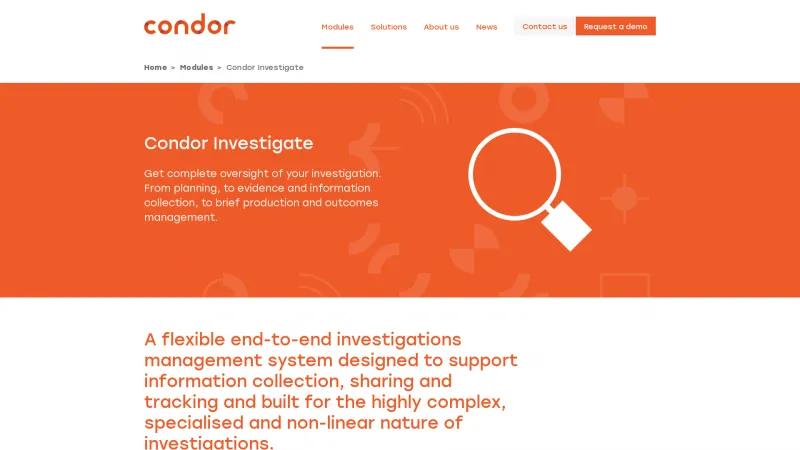 Homepage of Condor Investigate