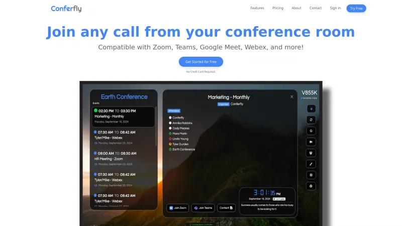 Homepage of Conferfly