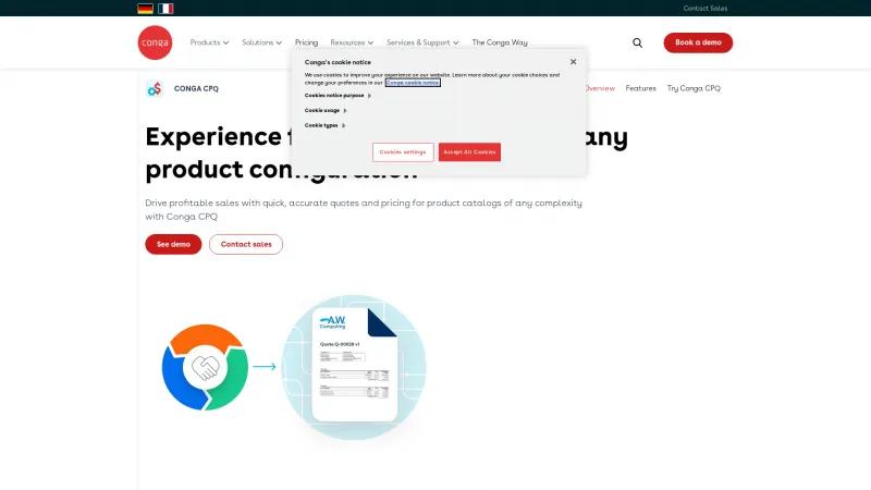Homepage of Conga CPQ