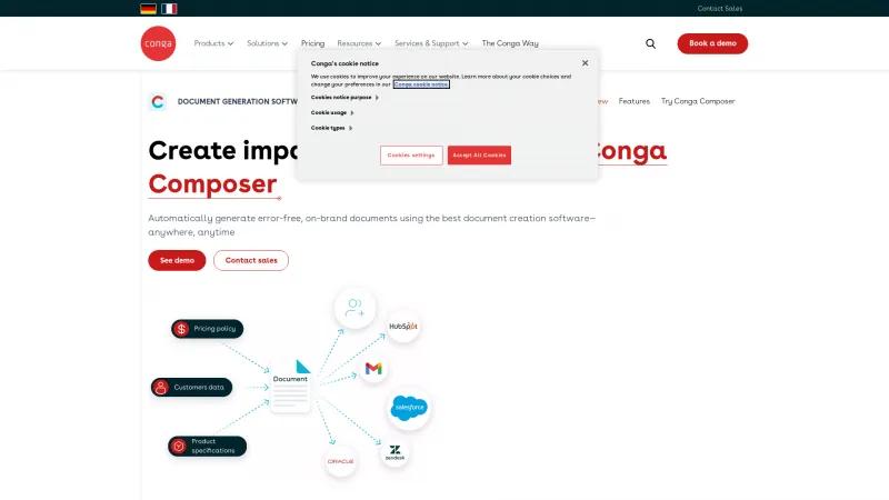 Homepage of Conga Composer