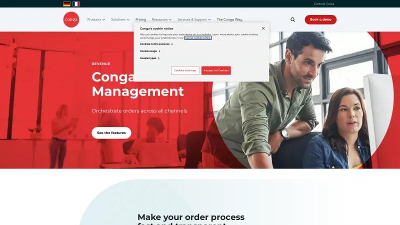 Homepage of Conga Order Management