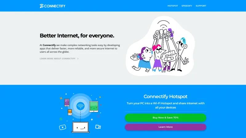 Homepage of Connectify Hotspot