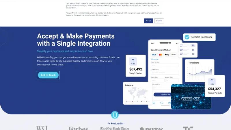 Homepage of ConnexPay