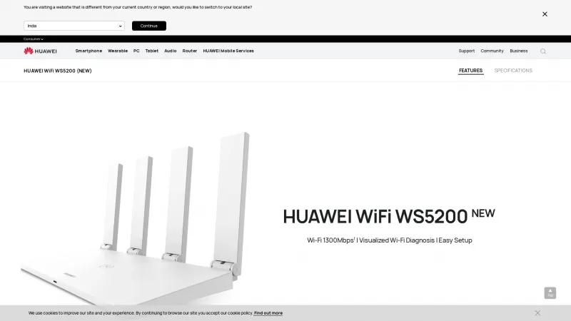 Homepage of Huawei WiFi WS5200