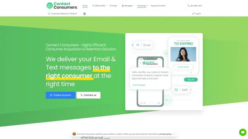 Homepage of Contact Consumers