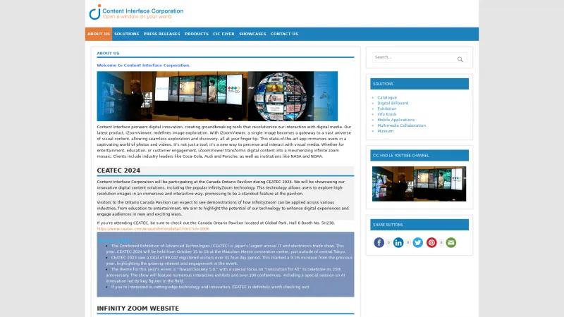 Homepage of Content Interface enVision