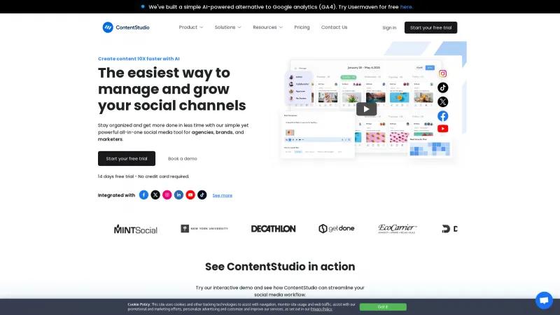 Homepage of ContentStudio