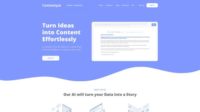 Homepage of Contentyze