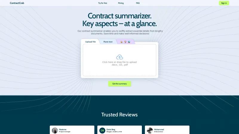 Homepage of ContractCrab