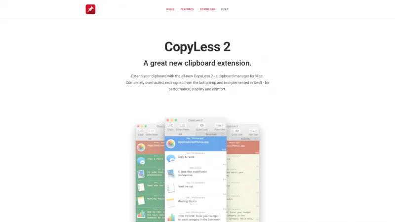 Homepage of CopyLess 2