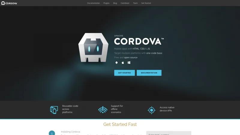 Homepage of Apache Cordova